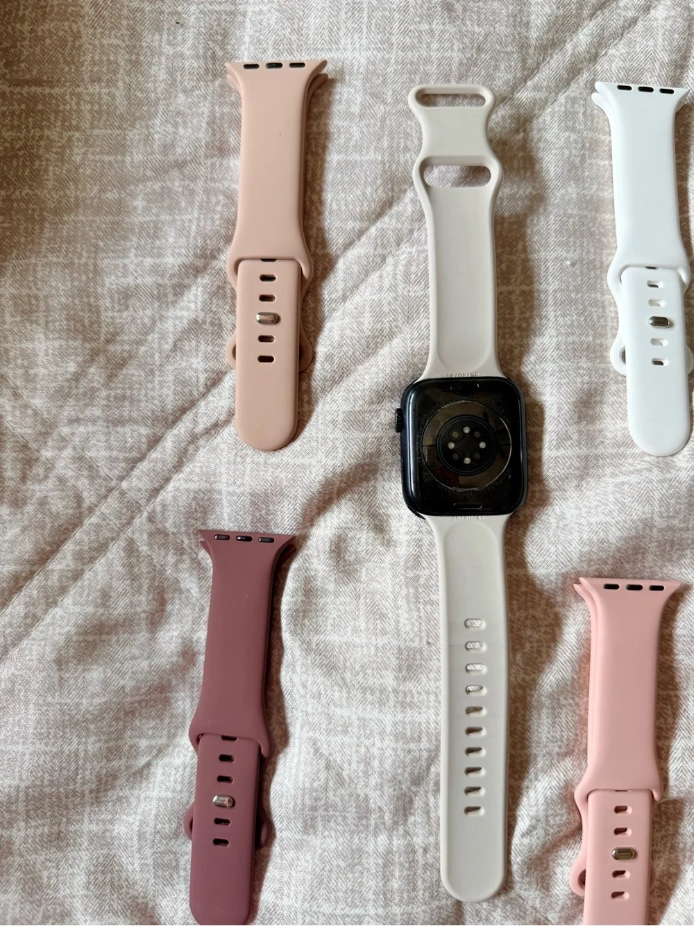 Apple Silicone Smartwatch Bands and White Apple Watch